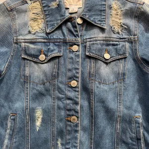 Iris Basic Distressed Fringe Hem Denim Jacket Small thumbnail 4