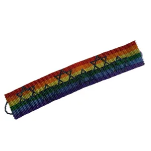 Rainbow Pride Star of David Bracelet HANDMADE Peyote Stitch Glass Seed Beads thumbnail 3