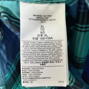 Gap Plaid Lived-In Cotton Long Sleeve Button Down Shirt Blue Aqua Size XL thumbnail 12