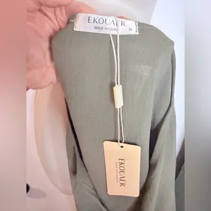 Ekouaer 2pc Lounge Set Womens M Olive Green Top & Wide Leg Pants NWT thumbnail 10
