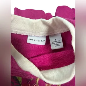 Kim Rogers Magenta‎ Floral Embroidered Sweatshirt L thumbnail 7