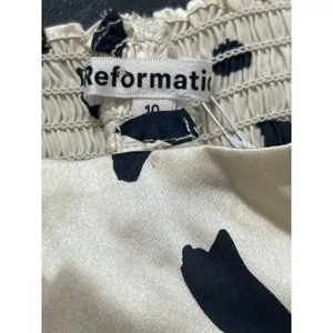 Reformation Abigale Top Silk Polka Dot Puff Sleeve Smocked Crop Size 10 NWT thumbnail 11