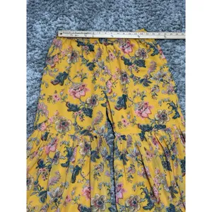 Janasya Yellow Floral Sharara Pants Women Size M Wide Leg Flared Palazzo Boho thumbnail 11