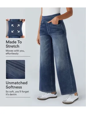 Halara Flex™ High Waisted Pockets Baggy Wide Leg Washed Casual Jeans Size XL NWT thumbnail 2