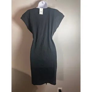 J.Crew Womens‎ Black Cotton Slub Knit Belted Cap Sleeve T-Shirt Dress CI193 M thumbnail 5