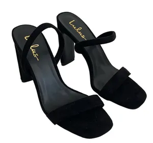 Lulus black strappy suede sandals thumbnail 1