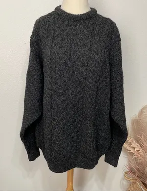 Quills | Vintage Gray Ireland Cable Knit Wool Sweater thumbnail 1