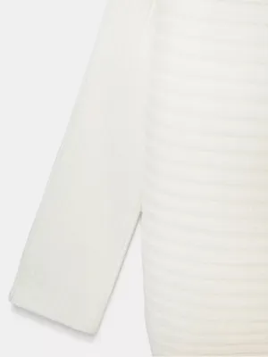 NWT Zara Volume Textured Knit Jumper Sweater Boat Neck White Sz S-M thumbnail 9