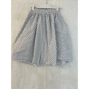 See You Monday Polka Dot Midi Skirt White Black Elastic‎ Waist Tie Belt Medium thumbnail 3