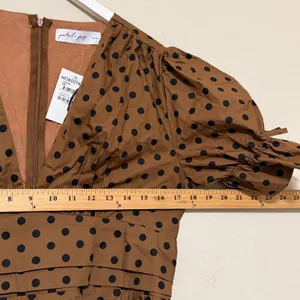 Petal & Pup Polka Dot Midi Dress Womens Large Brown Pinup Retro Brown‎ Black thumbnail 11