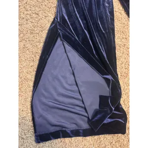 R&M Richards Navy Blue Velvet Wide Leg Pants Side Slit Holiday Size 12M party thumbnail 4