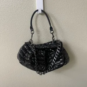 Think Royln‎ Black Patent Puffer Bag Quilted Chain Shoulder Bag New hobo NWT thumbnail 2