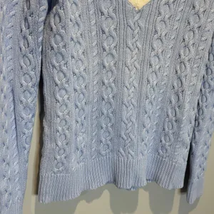 Lauren Ralph Lauren Baby Blue V-Neck Cable Knit Sweater - size Medium thumbnail 3