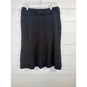 Karen Millen Women's Paneled Bow Belted Flared Hem Mini Skirt Black Size 6 thumbnail 3