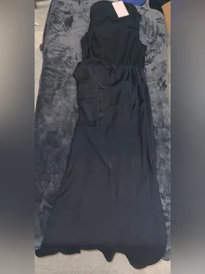 Hello Molly Distant Love Satin Maxi Dress in Black Size 6 New with tag thumbnail 13