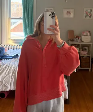 Aerie Quarter Button Sweater Cropped thumbnail 1