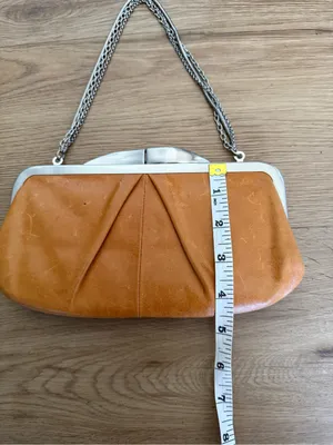 Hobo Hayward Brown Leather Chain Strap Kisslock Clutch Shoulder Bag Purse thumbnail 7