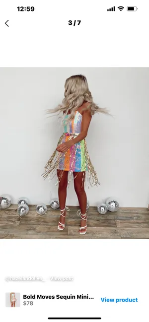 Hazel and Olive Sparkly Rainbow Fringe Dress thumbnail 4