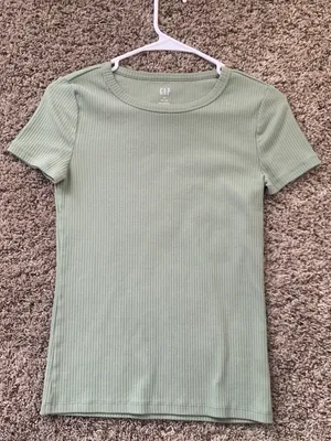 Gap Sage Green Ribbed Top thumbnail 1