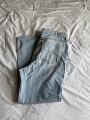 Distressed HighRise Relaxed Denim Blue Size 10 thumbnail 3