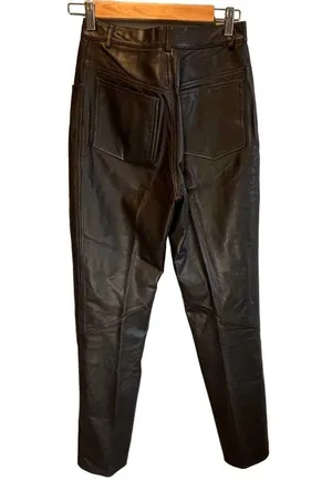 Vintage Vakko Sport Chocolate Brown Leather Pants - size 4 thumbnail 2