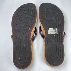 UGG Australia Cork Brown Leather Thong Sandals Shearling Footbed Women US 8 thumbnail 5