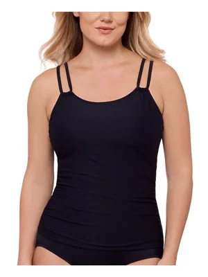 NWT Swim Solutions Tunnel Tankini Swim Top 807099 Black 14 thumbnail 1