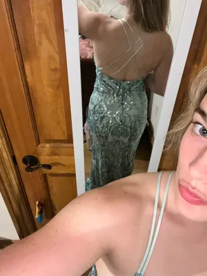 Windsor Glittery Blue Strappy Prom Dress thumbnail 6