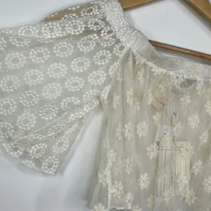 LF Native Rose Cream Woven Short Sleeve‎ Sheer Top Women's Size 8 NWT thumbnail 3