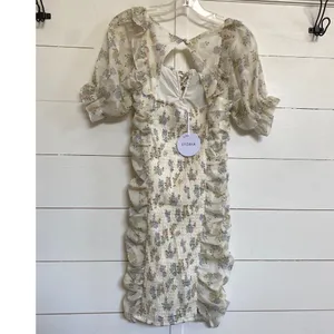 Storia Floral Mesh Ruched Off Shoulder Mini Dress‎ - M NWT thumbnail 12