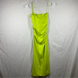 Zara NWT Lime Green Asymmetric Bodycon Midi‎ Dress thumbnail 8