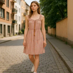 Old Navy‎ Women's Pink Gingham Sleeveless Knee Length Dress Size S thumbnail 3