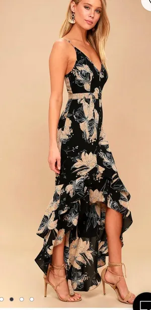 Lulus Black Floral High Low Maxi Dress thumbnail 4