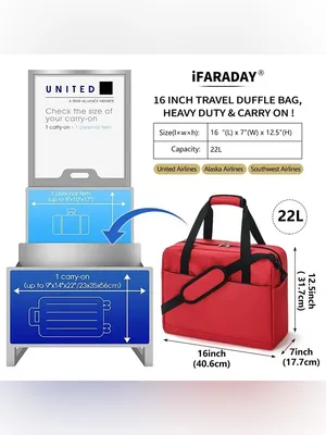 Red Travel Weekend Bag / Personal or Carry-On Bag thumbnail 2