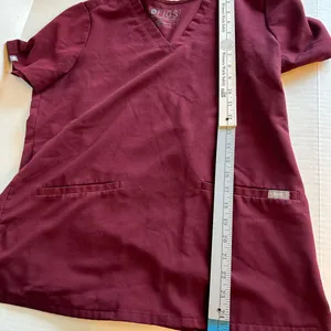 FIGS Technical Collection women’s scrub top, dark red, size Medium thumbnail 4