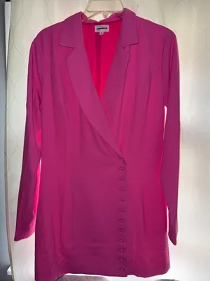 Superdown Armida Button Blazer Dress in Hot Pink thumbnail 2