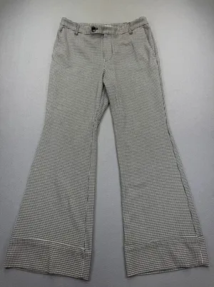 Maeve Anthropologie Houndstooth Flare Leg Trousers‎ Black White Womens Size 10 thumbnail 1