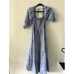Hill House The Nesli Nap Blue Plaid Puff Sleeve Cottage Dress Size XS thumbnail 3