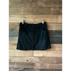 Express Black Button Front Mini Skirt Pockets Casual Preppy Size 6 Cotton thumbnail 2