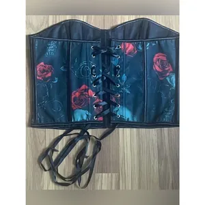 Gothic Skull & Red Rose Overbust Corset Top Size L thumbnail 4