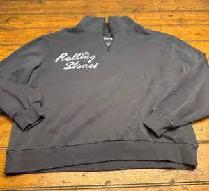 Rolling‎ Stones Quarter Zip Pullover Sweatshirt Charcoal Gray Band Music Size S thumbnail 1