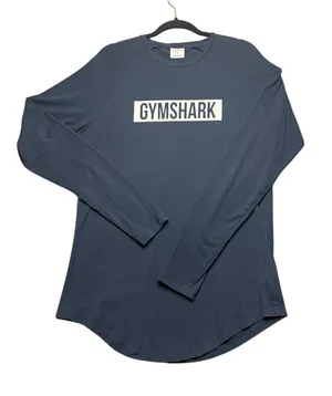 Gym Shark Women's Size M Graphic Tee Shirt Long Sleeves Navy Blue Athleisure thumbnail 1