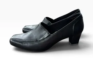 Thom‎ McAn Jodie WW Pumps 7.5W Black Leather Square Toe Block Heel Office Career thumbnail 1