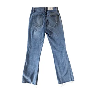 Pistola Womens High Rise Flare Jeans Distressed Raw Hem Blue Denim 25 thumbnail 2