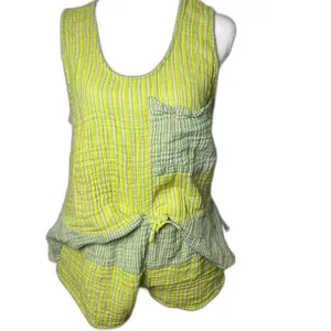 Free People Annabelle Set 100% Cotton Size Medium Yellow Stripes NWOT thumbnail 5