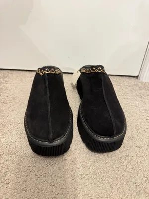 Carlos Pere Chunky Sole Platform Italian Suede Leather Clogs Black Women's 9.5 thumbnail 2