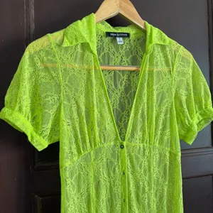 URBAN OUTFITTERS Connie Neon Yellow Lace Button Front Maxi Dress | Small thumbnail 3