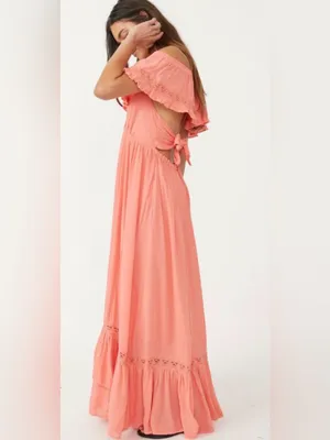 New FREE PEOPLE Moonlight Ocean Maxi in Burnt Coral Size L thumbnail 3