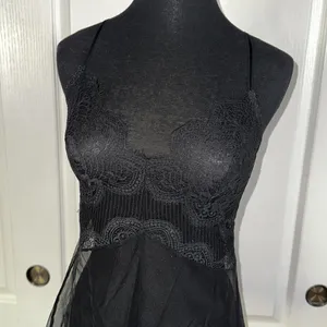 Victorias Secret Black Lace Sheer Mesh Baby Doll Slip thumbnail 2