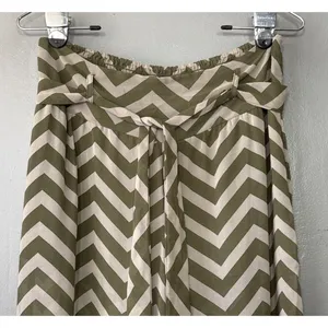 Heart Soul Wide Leg Sheer Chiffon Pants Size Medium Chevron Green Striped Flowy thumbnail 3